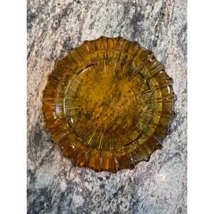Vintage MCM Amber Tiara Glass Ashtray 1960s 1970s BOHO Plant Tray Trinket Dish